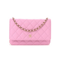 CHANEL QUILTED WALLET ON CHAIN - PINK